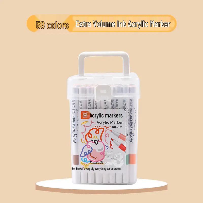 Acrylic Marker Set: 120 Colors, Opaque, Washable for Students and Kids' Art Projects