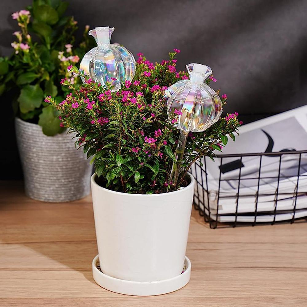 2PCS Pomegranate Flower Watering Machine Glass Creative Modeling Watering Machine Pot Lazy Watering Machine