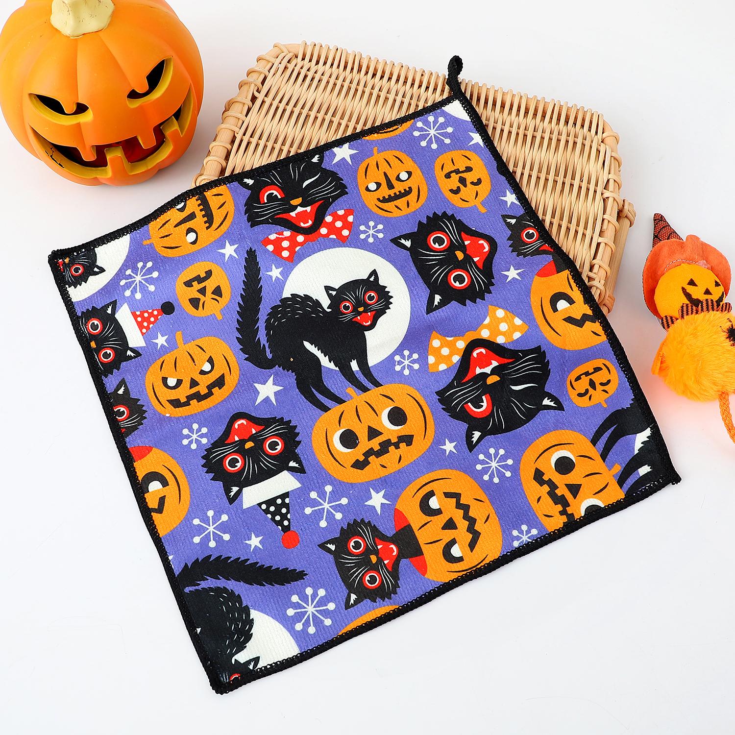 

Super Soft Polyester Halloween Kitchen Towels for Hand Dish Drying Pumpkin Motifs Machine Washable, Multi Towels for Home Decor