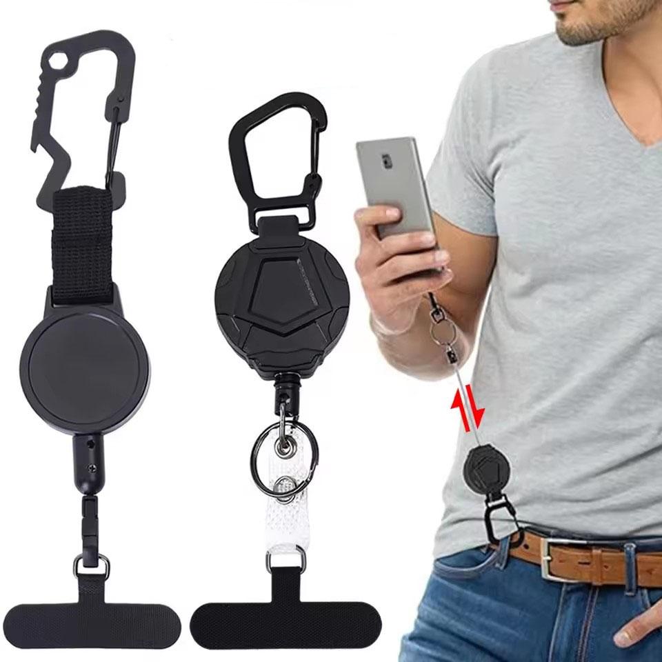 Șnur anti-cădere pentru telefon cu breloc Retractabil Curea anti-furt pentru telefon cu clemă Durabil din oțel inoxidabil pentru călătorii Drumeții
