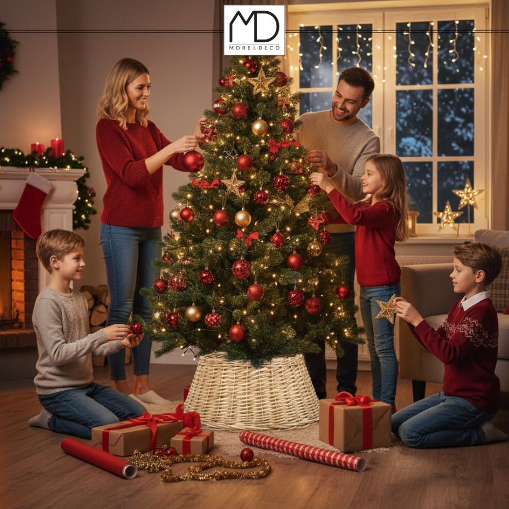 Osłona Na Doniczkę Wiklinowa Pod Choinkę Na Święta Stojak Wiklina Kosz Beż MORE&DECO