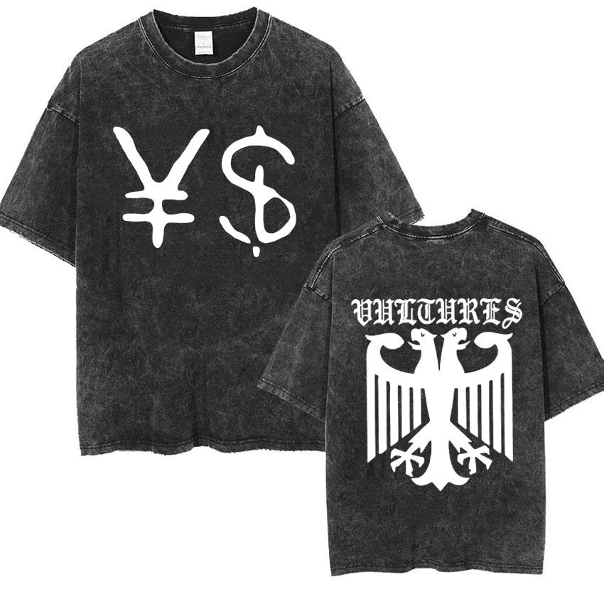 Kanye West Ye Ty Dolla Sign YS Vultures Logo Washed T Shirt Men Women Harajuku Hip Hop Rap Tee Shirt Casual O-Neck Loose T-shirt S разноцветный