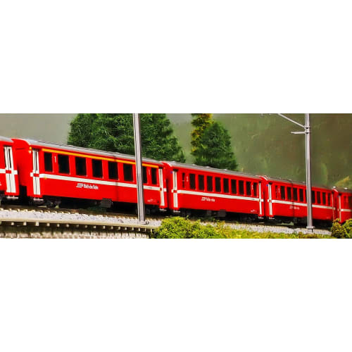 KATO N Gauge Alpine Red Passenger Car EWI Add-On Set (4 Cars) 10-1414 Model Train Passenger Car