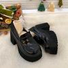 Super High Heels Loafers Frauen 2024 Frühling Patent Leder Chunky Plattform Pumpen Frau Slip Auf Schwarz Jk Uniform Schuhe Mary janes