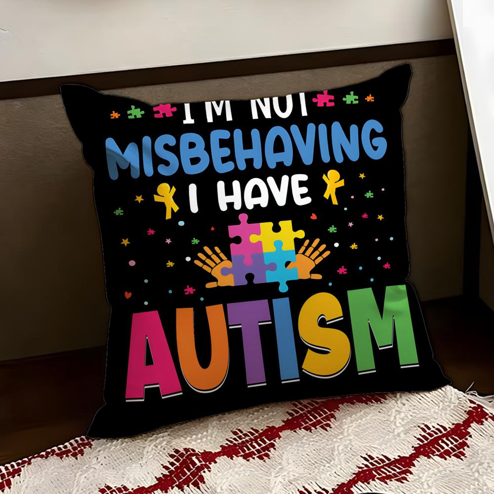 Autism Support Puzzle Cushion Cover Reversible Soft Durable Pillow Cover Home Car MultiScene Use for Daily Comfort