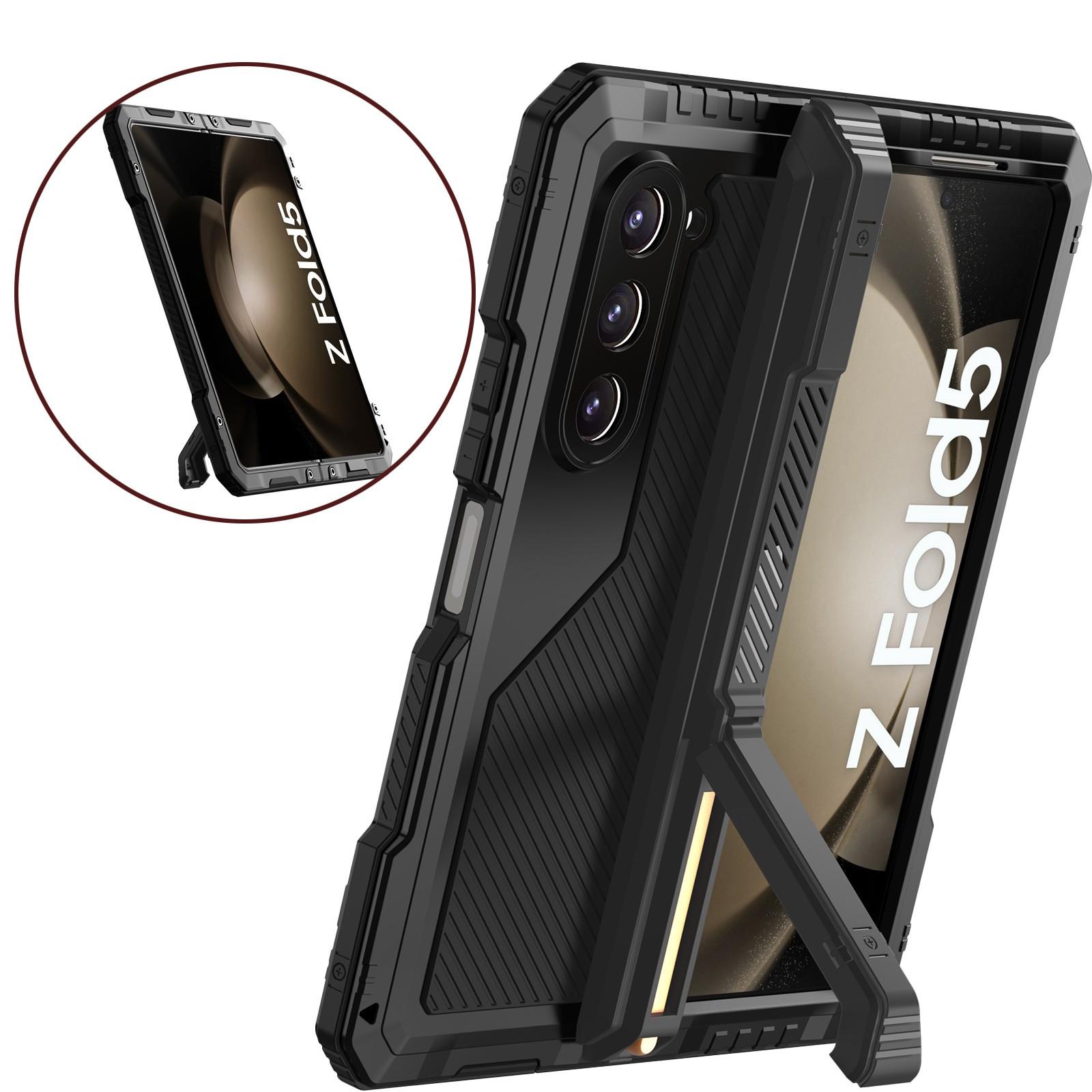 

Прочный чехол для мобильного телефона Rugged Armor 360 Full для Samsung Galaxy Z Fold4 Fold5 Fold 4 5, металлический алюминиевый противоударный чехол For Galaxy Z Fold5 чёрный