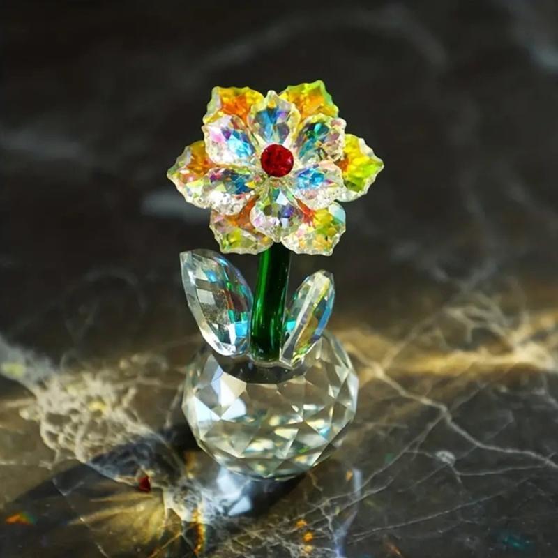 

Sparkling Crystal Sunflowers Display Artistic Glass Dream Flower Collectible Figurine Table Decors Valentines Day Gift top sale China Mainland