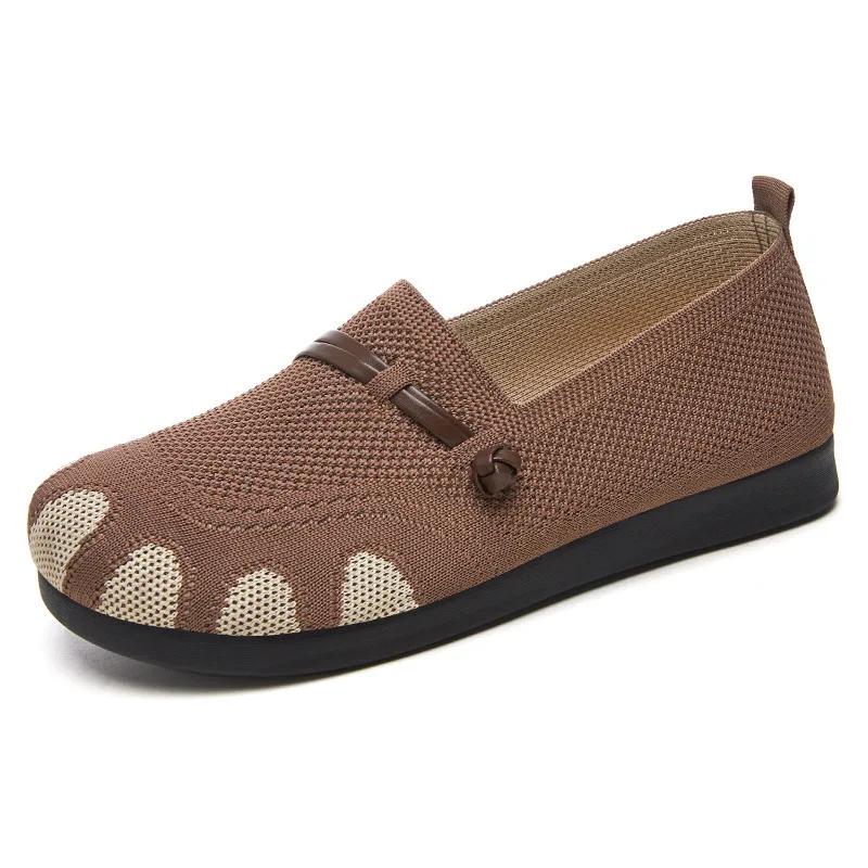 Fashion Women's Flats Summer New Breathable Soft Sole Lightweight Comfortable Casual Shoes Fly Weave Non Slip Slip on Vulcanized Shoes