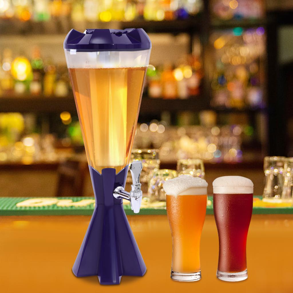 3L LED Beer Dispenser with Ice Column & Tap, Purple Light Up Drink Dispenser for Party, Bar, Home Brewing Beverage
