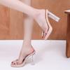 Transparent High Heels Butterfly Decoration Chunky Heeled Shoes Women's Shoes Height Increase 11cm Outdoor Seaside Sandals