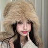 Cute Plush Bear Hat for Women In Autumn and Winter Fashion Thickened Warm Ear Protection Hat Scarf Integrated Windproof Lei Feng Hat