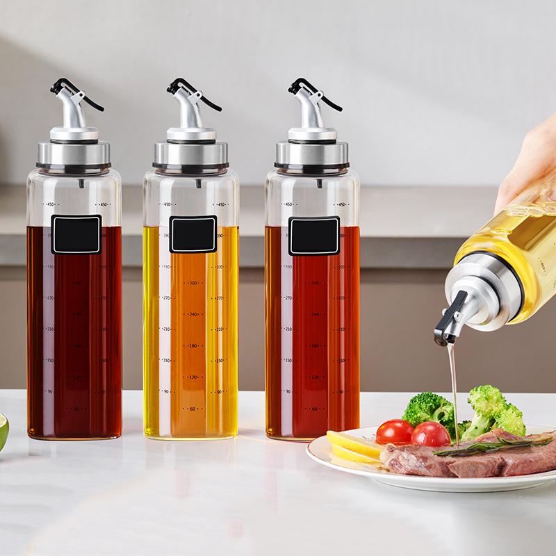 GIANXI Kitchen Seasoning Bottle High Borosilicate Glass Oil Pot  Refillable Soy Sauce Vinegar Oil Bottle Kitchen Accessories