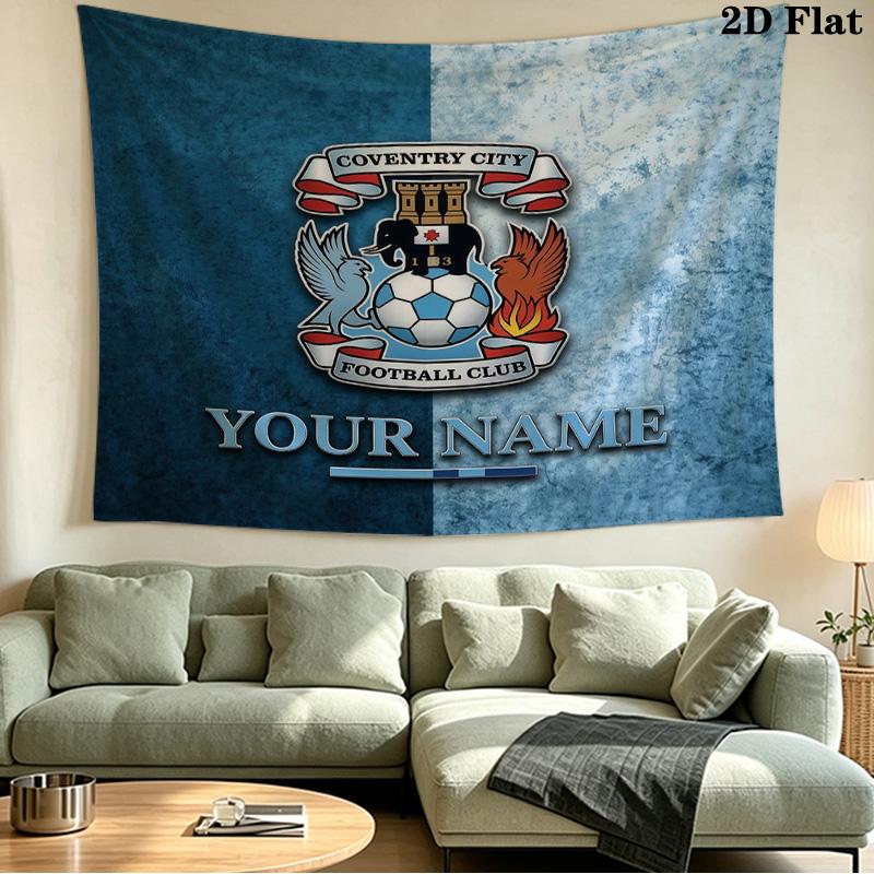 Custom Name Coventry City F.C Printed Tapestry – Wall Hanging for Bedrooms, Dorms, and Home Decor