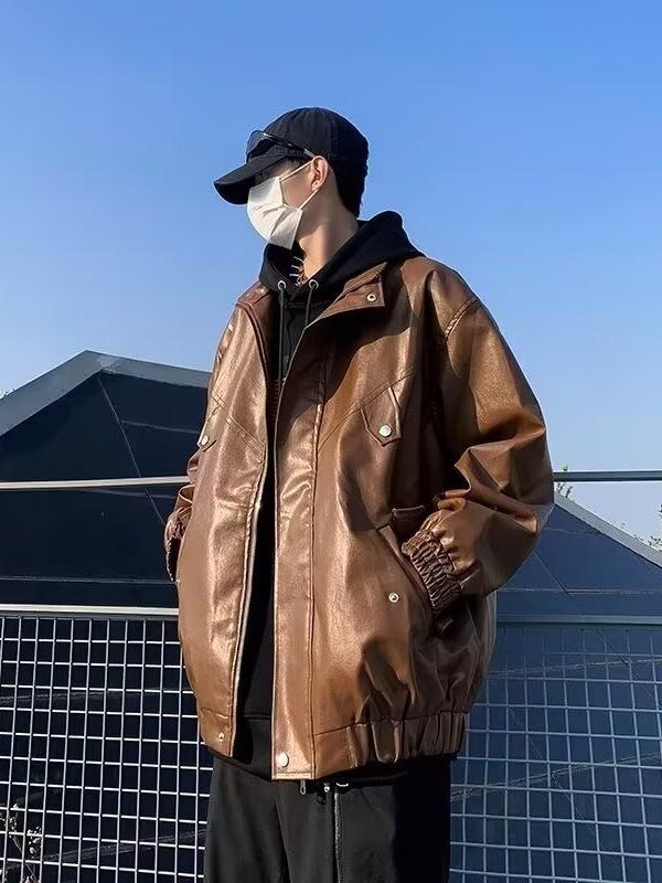 Men's Trendy Cross Retro PU Leather Jacket - Scoundrel Cool Design for Spring/Autumn Street Style & Motorcycle Wear