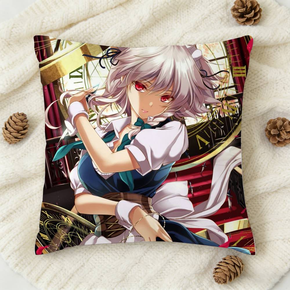 Anime The TTouhou Doublesided Printed Square Decorative Cushion Cover for Sofa Living Room Home Decor