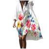 Fashion Women Floral Print Long Sleeves Buttons Cardigan Loose Shirt Dress