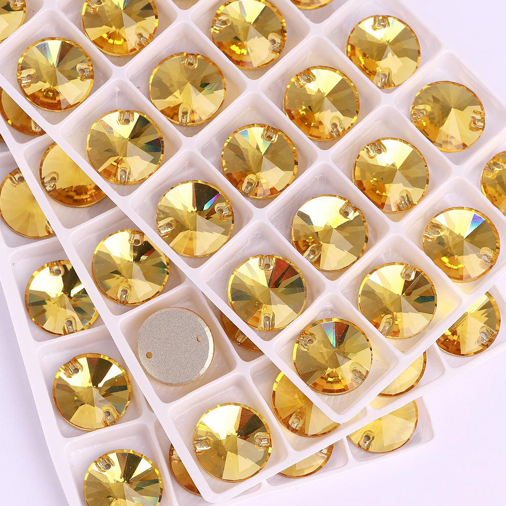High Quality Rivoli 80+ Colors Rhinestones Crystal AB Sew-on Glass Gems Clothing Flatback Sewing Stones Women Bling Bling Shine