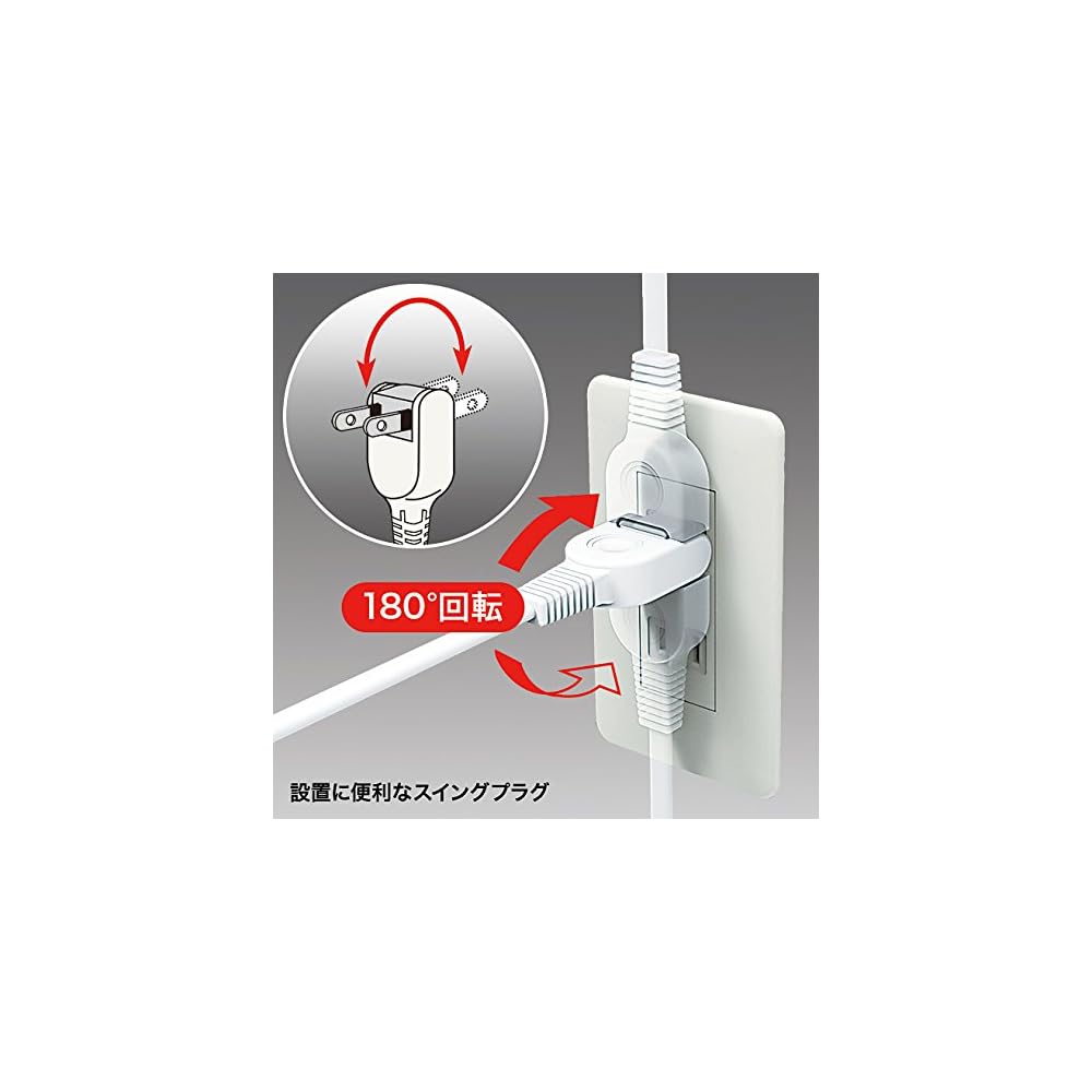 Sanwa Supply Power Strip with Fire Prevention and Dustproof Shutters, Master Switch, Swivel Plug,