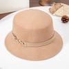 Rongmei autumn and winter new belt metal ring woolen women's bucket hat versatile British French felt hat