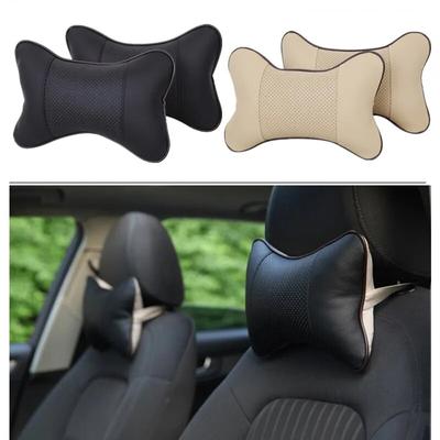 1pcs Car Neck Pillows Both Side Pu Leather  Pack Headrest For Head Pain Relief Filled Fiber Universal Car