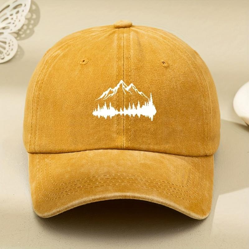 Adjustable buckle baseball cap with forest print, curved brim, outdoor casual duckbill cap, adjustable for sun protection