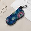 2D-Boho Mandala Floral Print Protective Sunglasses Case, Soft Velvet Eyeglasses Storage Pouch, Portable Zipper Eyewear Container for Travel Women Gift