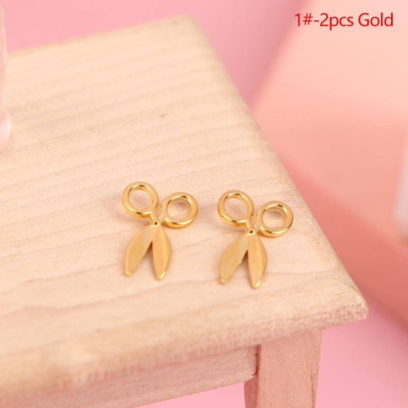2Pcs 1:12 Dollhouse Mini Metal Scissors Model Silver/Gold House Furniture Decor