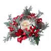 Door Wall Window Christmas Ornament Artificial Pinecone Candlestick Wreaths with Red Berries & Leaf Table Centerpiece