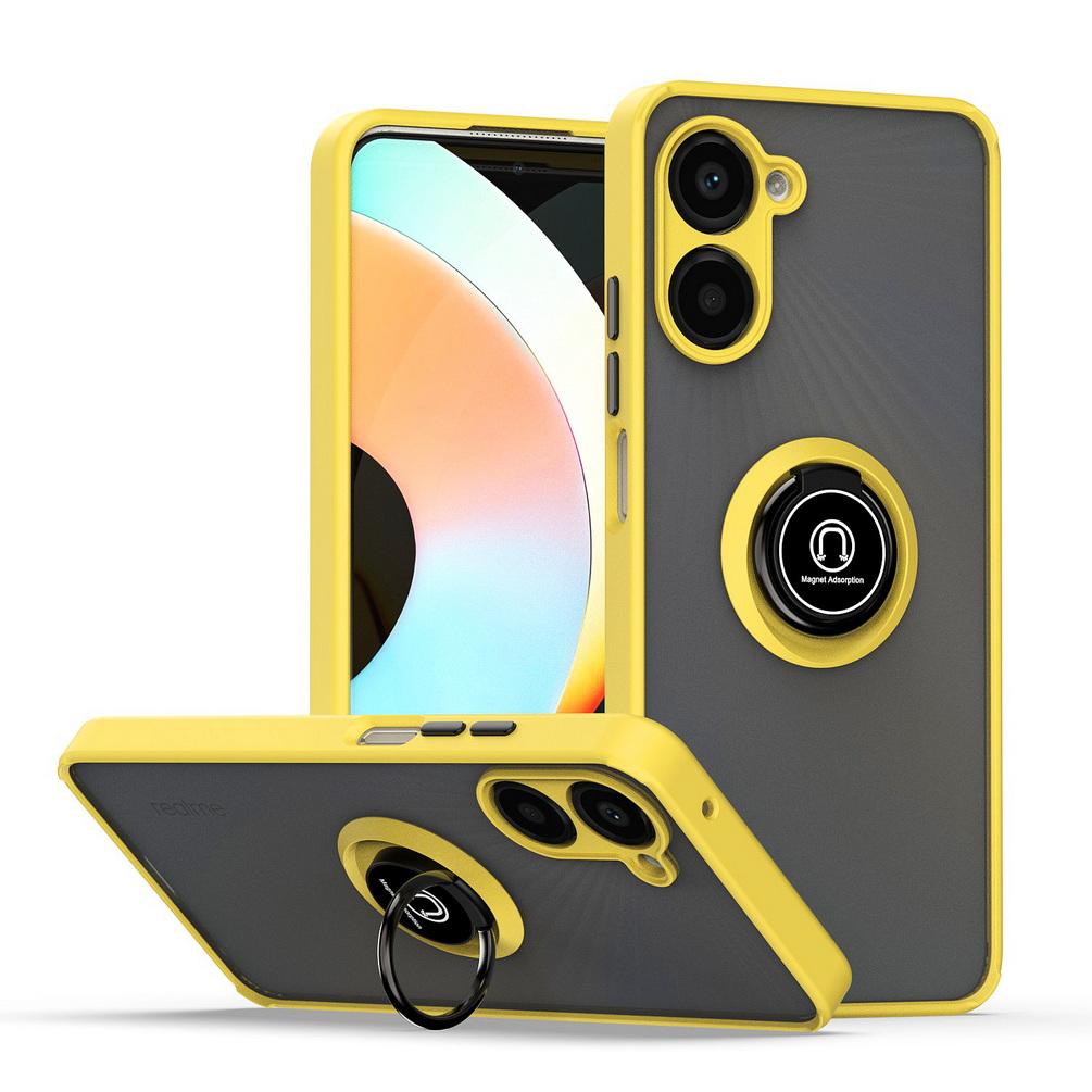 

Чехол-держатель для телефона Realme 10 Pro 9 Pro + Realme 9i C30 C31 C35 C21y C25y C21 C20 с кольцом для пальца и автомобильным держателем For Realme C21y жёлтый
