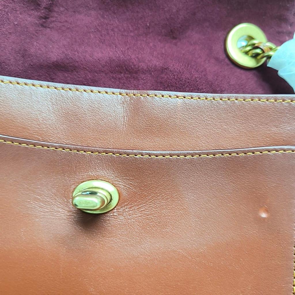 [Gebraucht] Parker 18 Nieten Kamelienblüten-Ketten-Klappe Schultertasche Beschichtetes Canvas und Kalbsleder Crossbody-Tasche Klein - Sehr Gut #MIBDDK