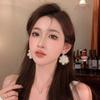 Glitter Plush Snowflake Dangle Earrings Elegant Winter Pearl Snowflake Earring Women Fashion Jewelry Christmas Earrings Women