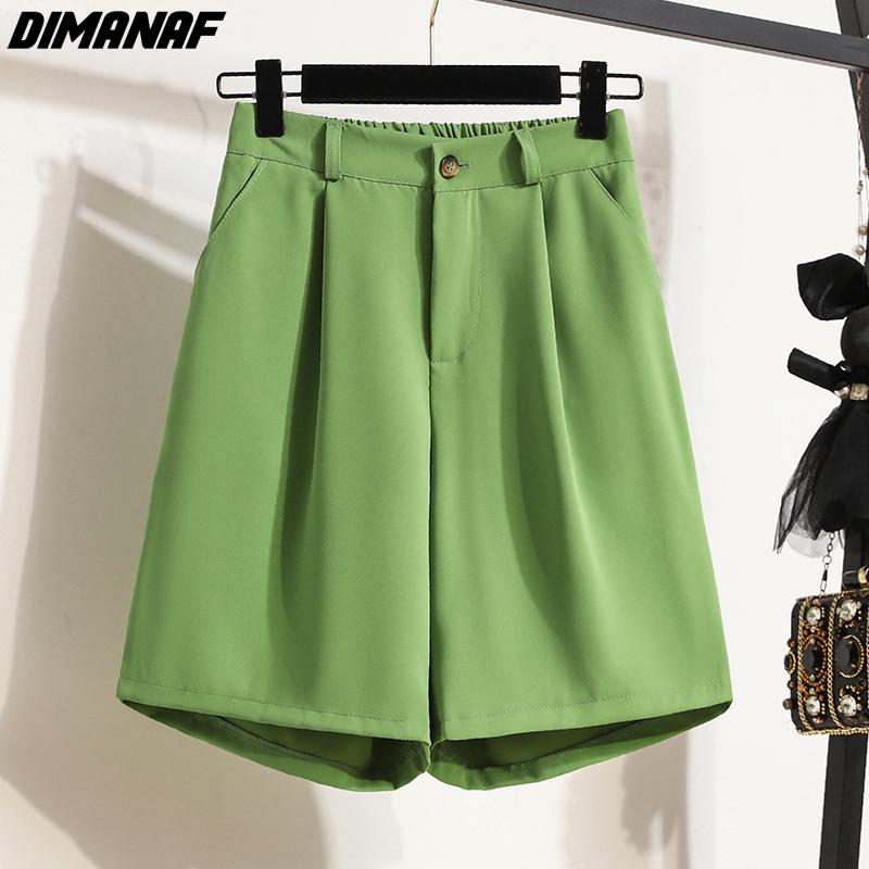 Dimanaf 2022 Plus Size Summer Shorts Pants High Waist Women Basic Pants Big Casual Female Casual Trousers Green Pants 5XL
