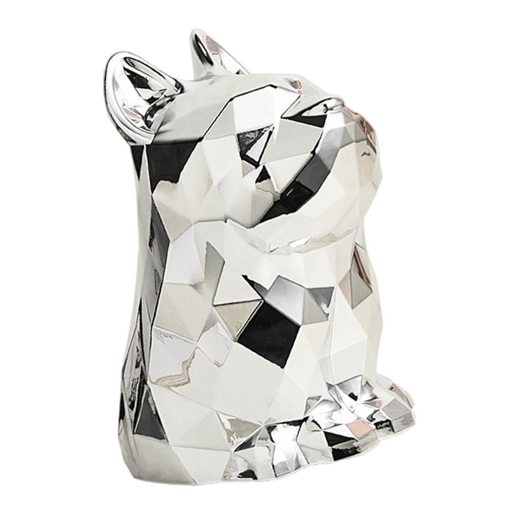 Silver Dog Decor Tissue Box Cover Unique Dog Accent Facial Tissue Box Sturdy Paper Dispenser for Various Interiors