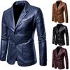 Blazer Man Men's PU Leather Jackets for Men Autumn Jacket Button Turn Down Collar Business Coat Biker Motocycle Jacket