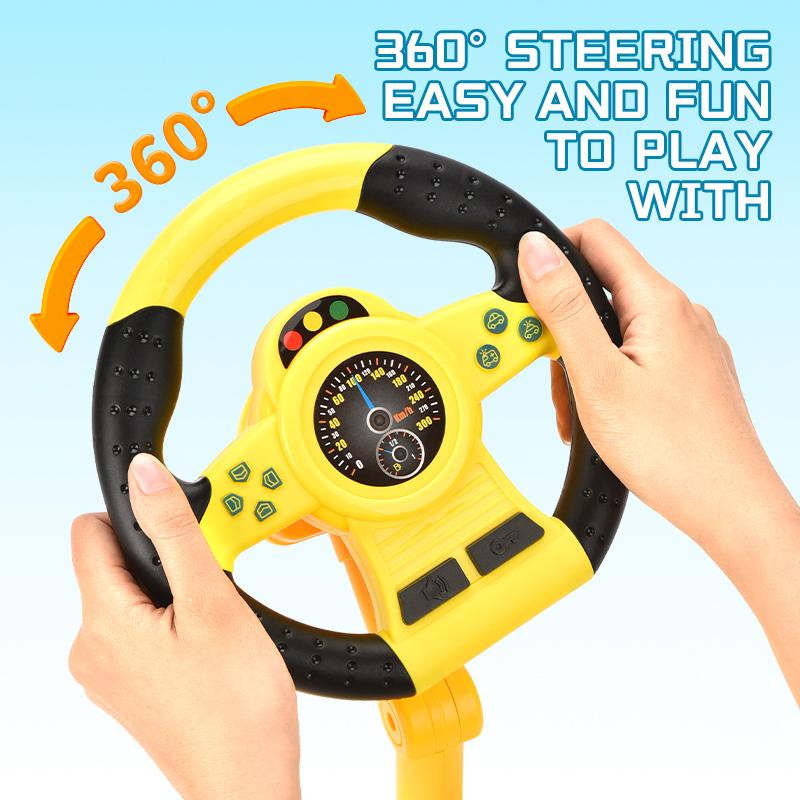 360° Rotating Steering Wheel Toy – Simulates Driving With Adjustable Wheels, Sound Effects, Easy To Grip – Perfect For Kids