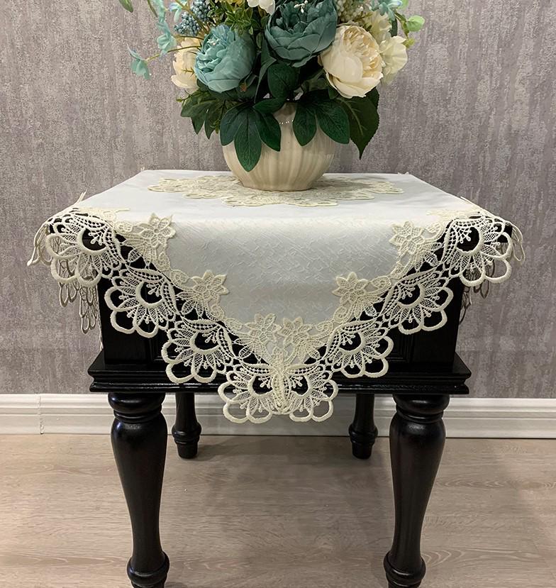 Lace Bedside Tablecloth & Dust Cover – American & Chinese Style for Coffee Tables, Corners, Washers, and Refrigerators.