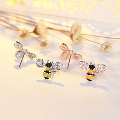Needle New Personalized Bee Earrings Small Earrings Dripping Oil-drop Earrings for Female Students