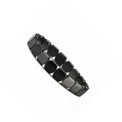 Natural Black Hematite Stone Bracelet Unique Square Bead Elastic Comfort Wristband for Men and Women Unisex Gift