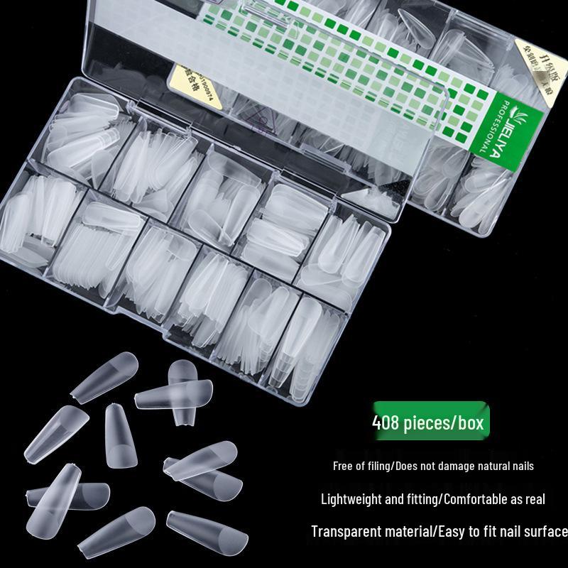 European & American Frosted Nail Tips - Trapezoidal, Ballet, Teardrop Shapes, No Polish Needed, Crease-Free, Dual-Use Patches