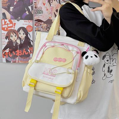 School Bag Cute Contrasting Color Small Fresh College Girl Messenger Bag Ins Large Capacity Student Class Shoulder Tote Bag