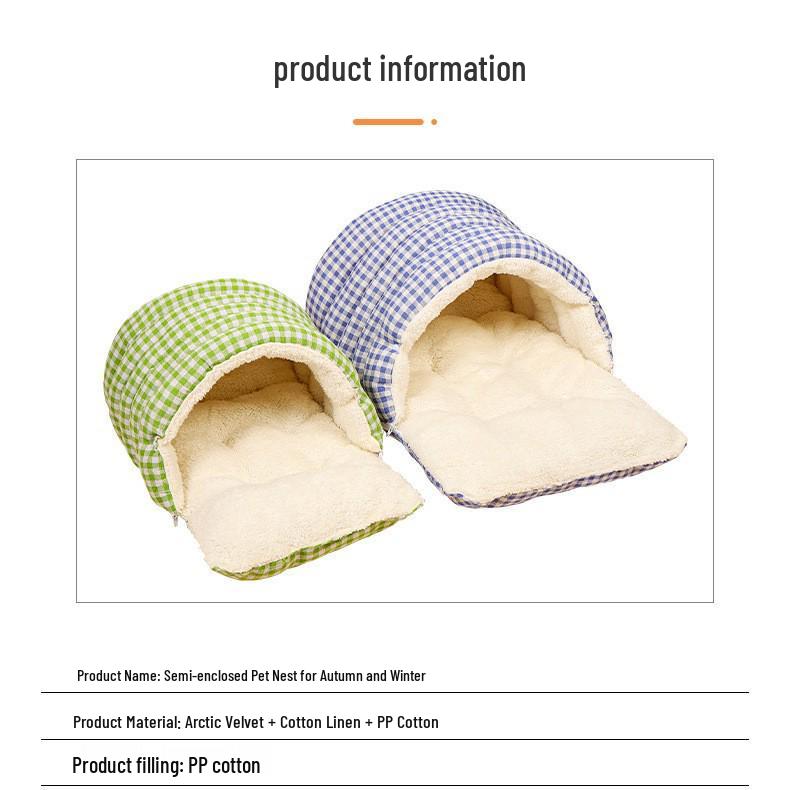 Cozy Winter Washable Enclosed Cat Bed
