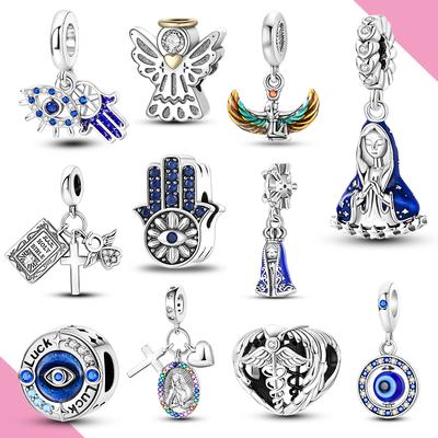 Religion Charms Copper Cross Angel Fit Original Bracelet Beads Pendants Making For Woman Jewelry