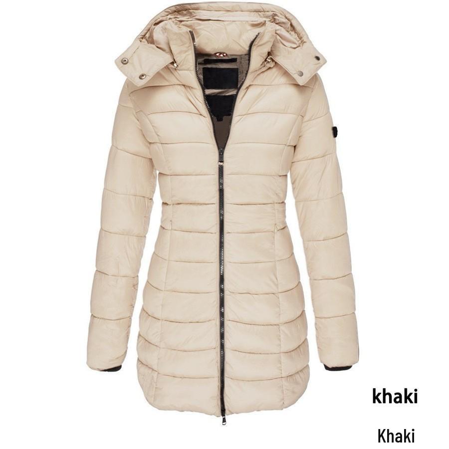 Women’s Plush Hooded Mid-Length Zip-Up Cotton Coat Jacket, In Stock 2022 Collection