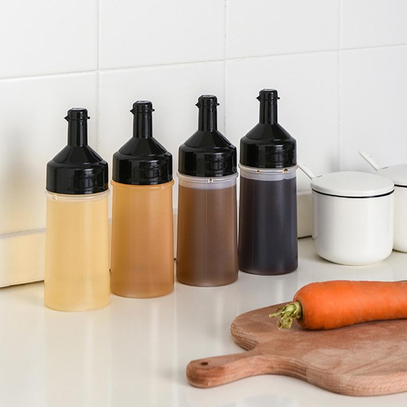 250Ml Kitchen Squeeze Seasoning Bottle With Rack Leak-Proof Condiment Empty Bottles
