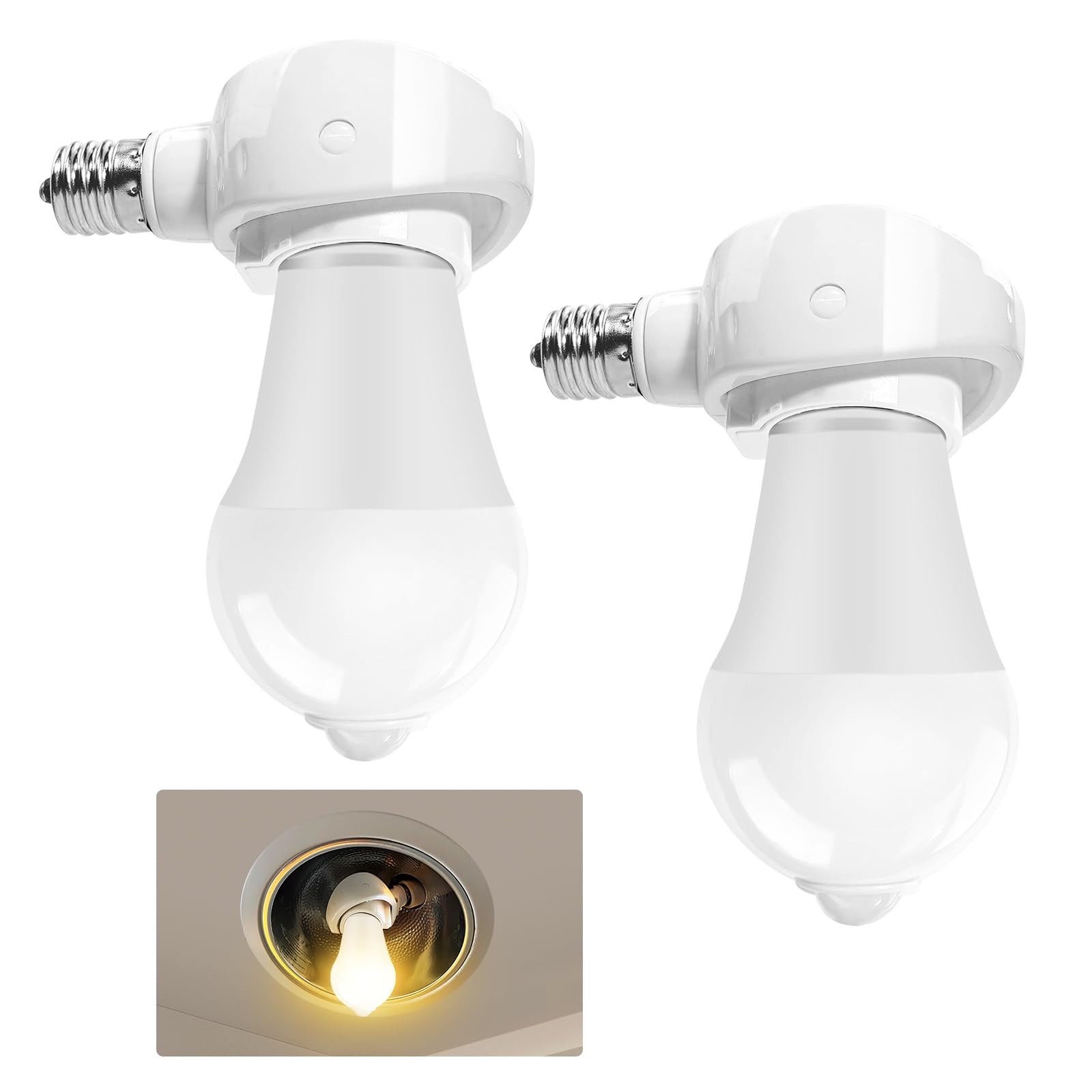 

Pispoer - E17 to E26 LED Bulb Socket - Adjustable Socket - Includes Bulb, Motion Sensor, Light Sensor, Infrared Sensor, Automatic Lighting, 60W