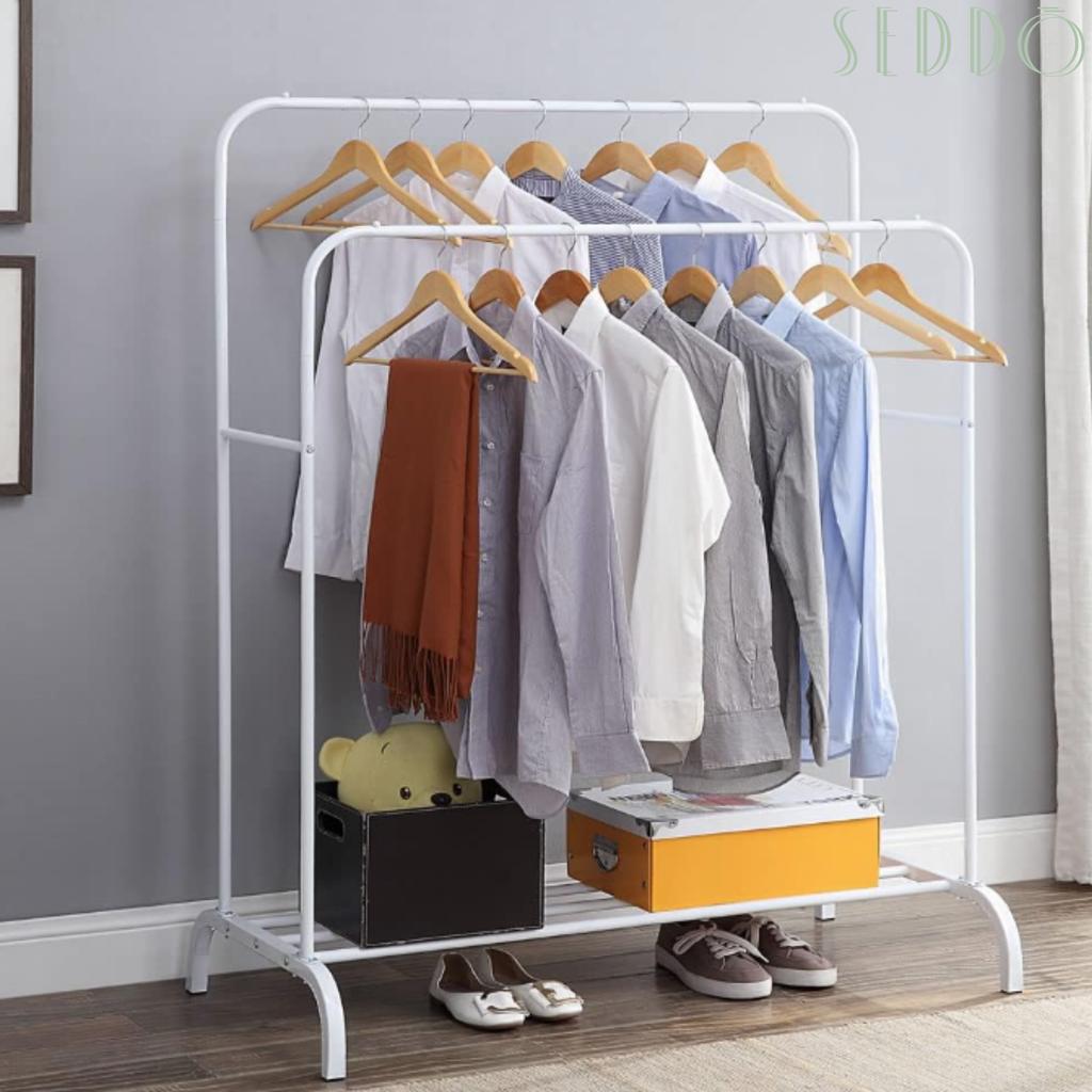 Metal clothes hanger standing hall wardrobe solid shelf large