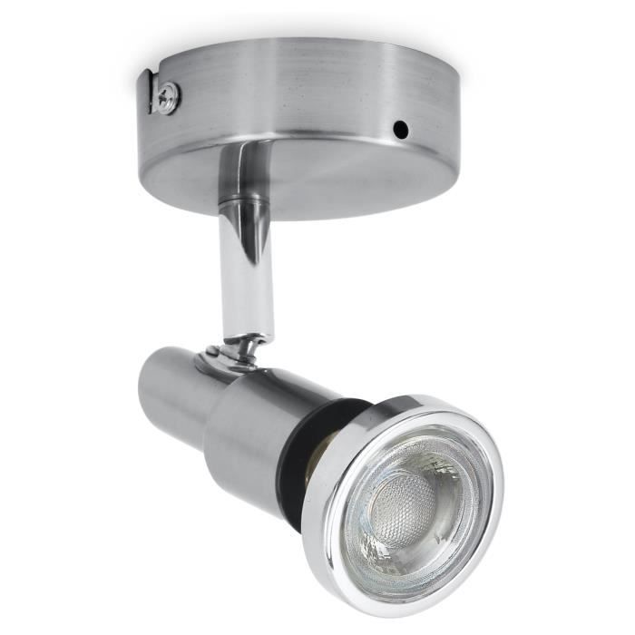 Plafonnier LED - B.K.Licht - Aurel 1 - 1 Spot Orientable - IP44 - 5W GU10 - 400 Lumen