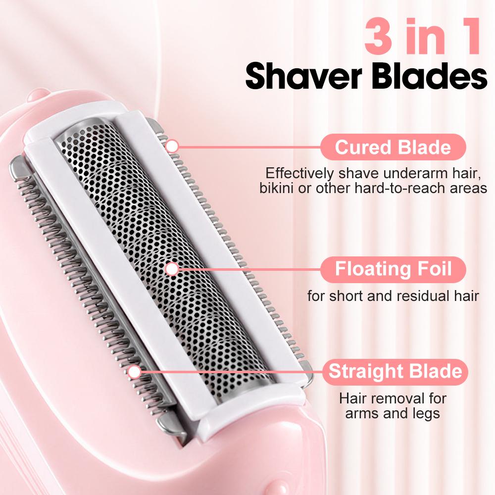 Xiaomi 3-in-1 Electric Lady Shaver, Rechargeable Body Hair Trimmer with Washable Head, Portable Women's Razor for Legs Armpit Bikini