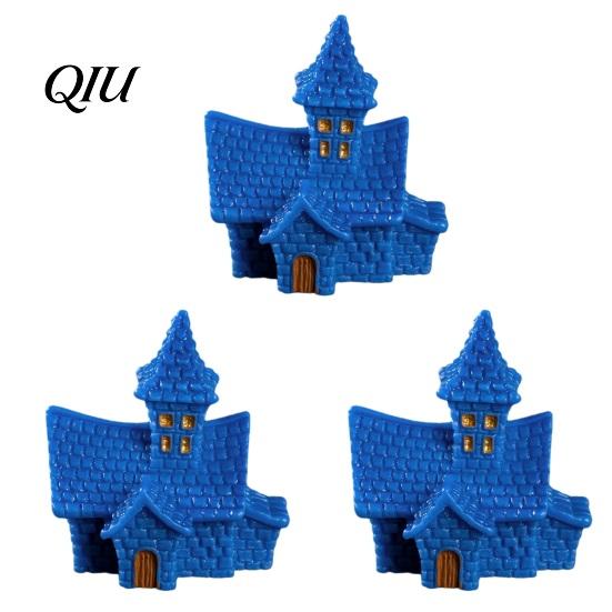 Outdoor Halloween Decoration 3Pcs Mini Resin Figurines, Miniature Pumpkin Ghost Grim Reaper Cake Topper Figure Castle Statue for Spooky Fairy Garden,