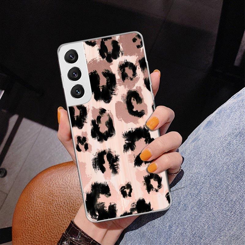 Leopard Print Phone Case For Samsung Galaxy S24 S25 Edge S26 Ultra S23 S22 S21 Plus S20 FE + Personalized Print Cover Galaxy S24